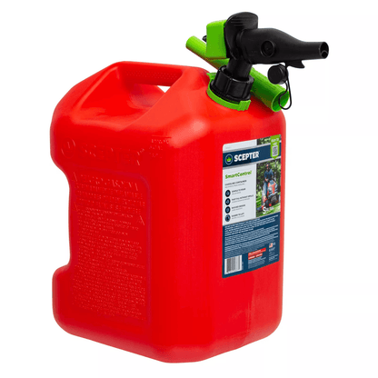 Scepter Smart Control 5 Gallon Gasoline Can Jug with Dual Handles Capless Funnel Spill-Proof Fuel Container for lawn