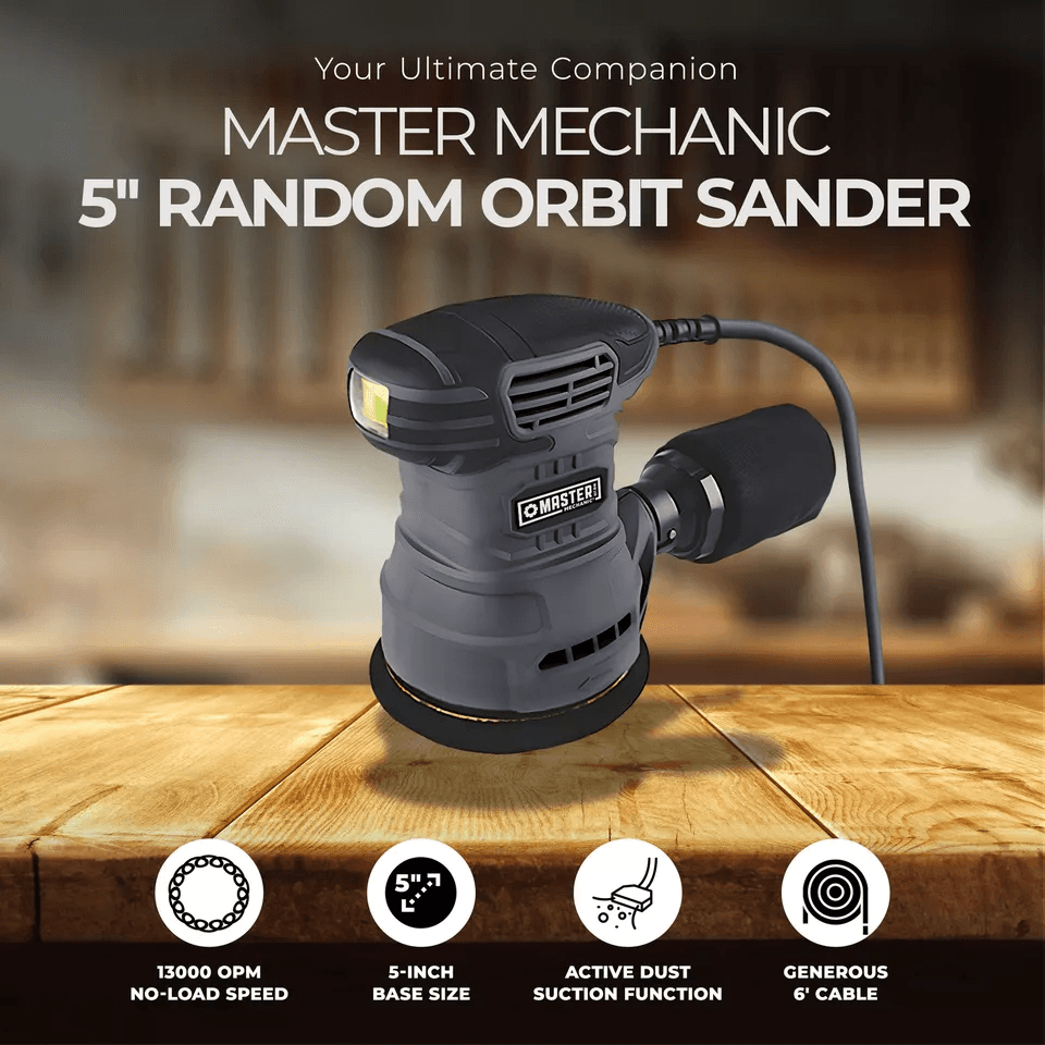Master Mechanic Random Orbital Sander With Dust Collection  Coarse Grit Includes Sandppaer 2