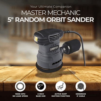 Master Mechanic Random Orbital Sander With Dust Collection  Coarse Grit Includes Sandppaer 2