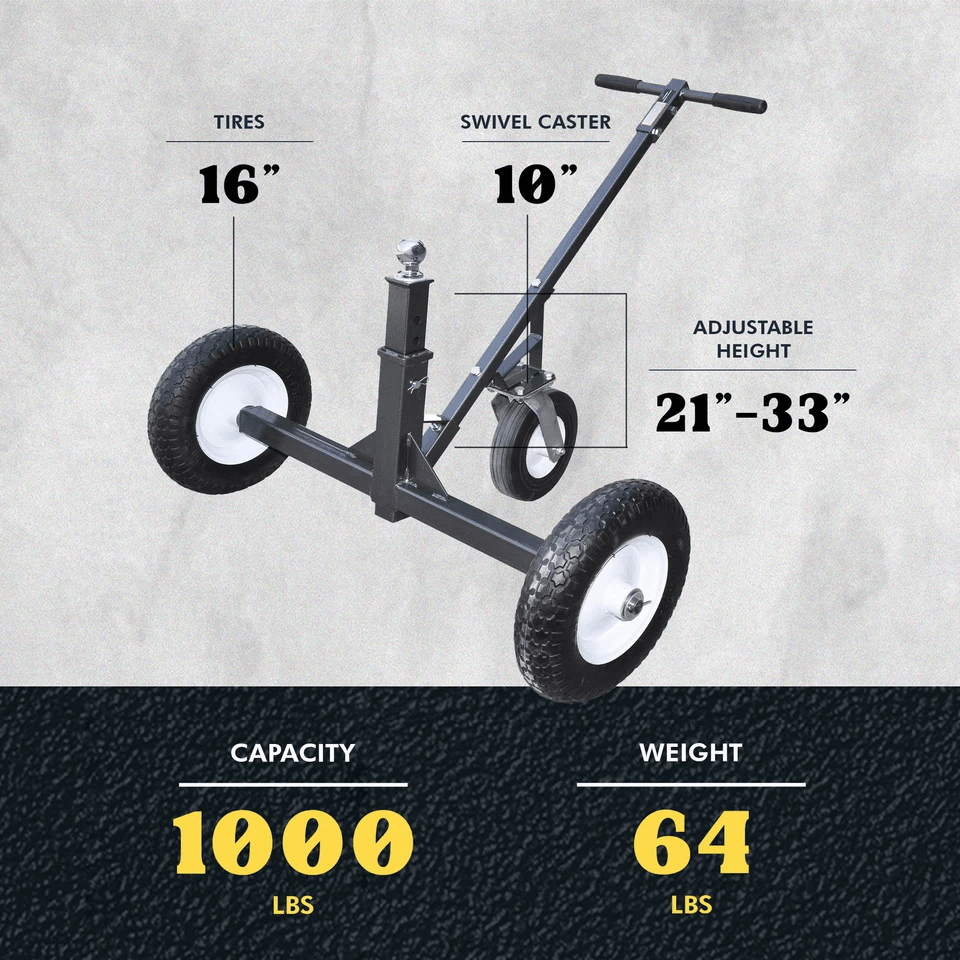 Tow Tuff Adjustable Steel Heavy Duty Trailer Dolly With Caster Wheels Ideal For Boats Utility Trail 6