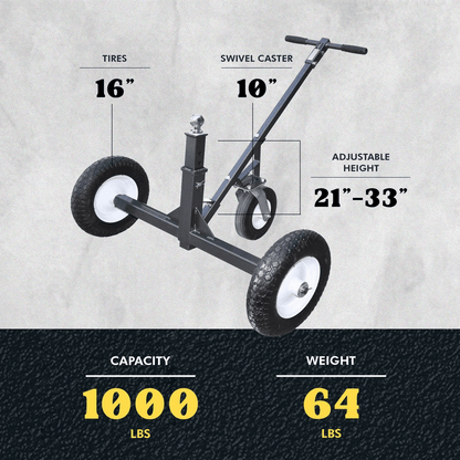 Tow Tuff Adjustable Steel Heavy Duty Trailer Dolly With Caster Wheels Ideal For Boats Utility Trail 6
