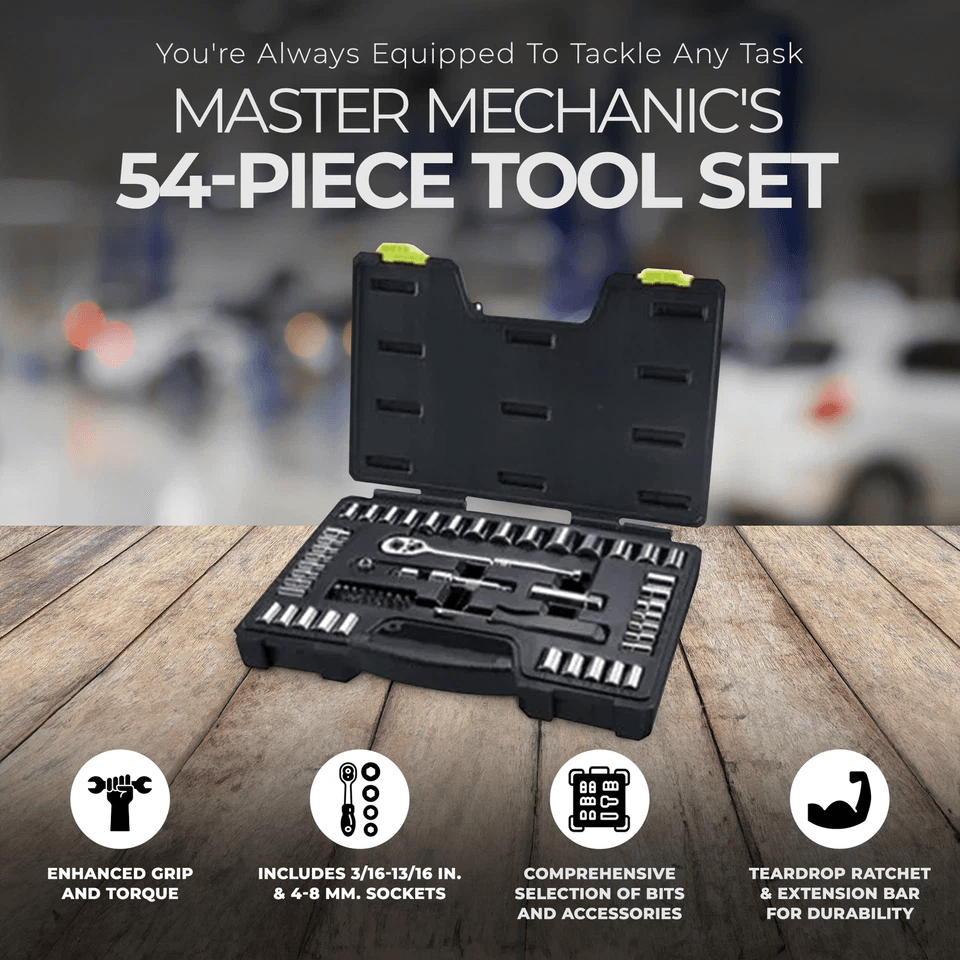 Master Mechanic SAE  Metric Socket Set Drive Tool Kit With Ratchet Bits And Case 2