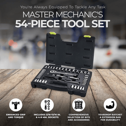 Master Mechanic SAE  Metric Socket Set Drive Tool Kit With Ratchet Bits And Case 2