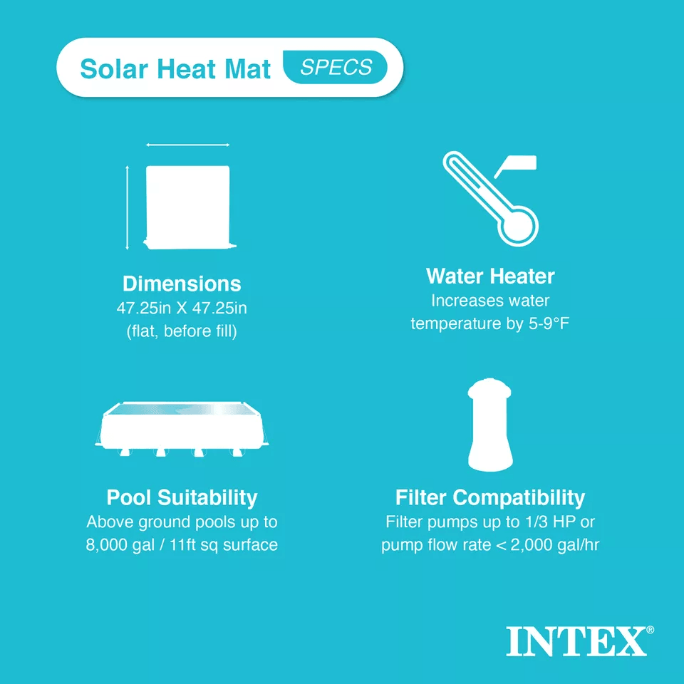 Intex Solar Water Heater Mat Black Eco Friendly Pool Heating For 8000 Gallon Above Ground Pools 3