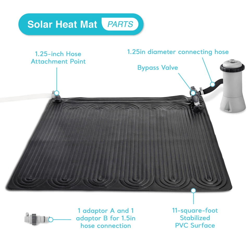 Intex Solar Water Heater Mat Black Eco Friendly Pool Heating For 8000 Gallon Above Ground Pools 2