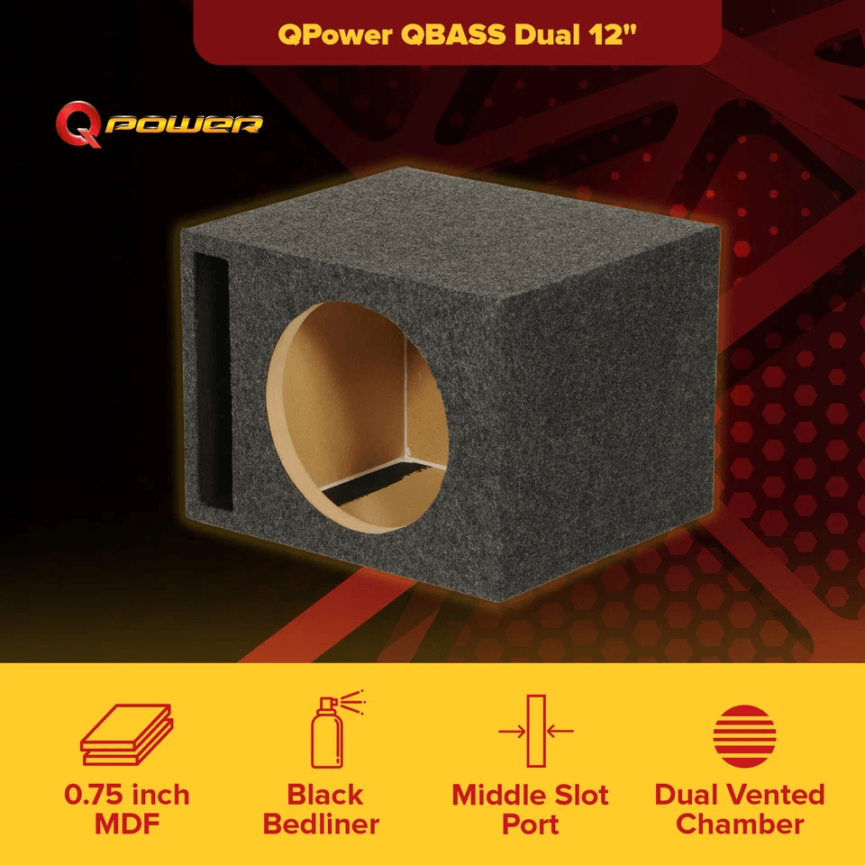 Dual Vented Subwoofer Enclosure Box Single MDF Car Audio Sub Box Charcoal 1