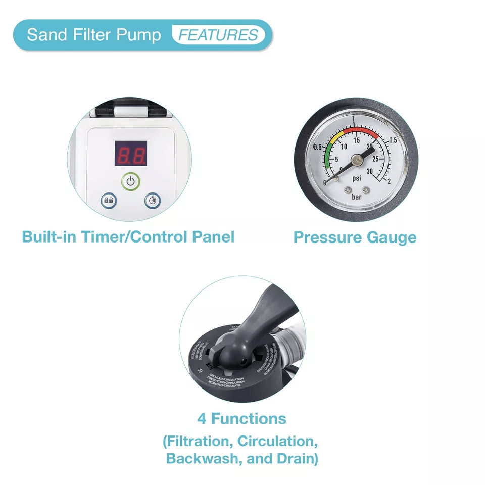 Intex Krystal Clear Sand Filter Pump For 4400 Gal Above Ground Pools  Flow Rate With Timer  Hydro A 7