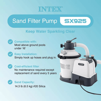 Intex Krystal Clear Sand Filter Pump For 4400 Gal Above Ground Pools  Flow Rate With Timer  Hydro A 8