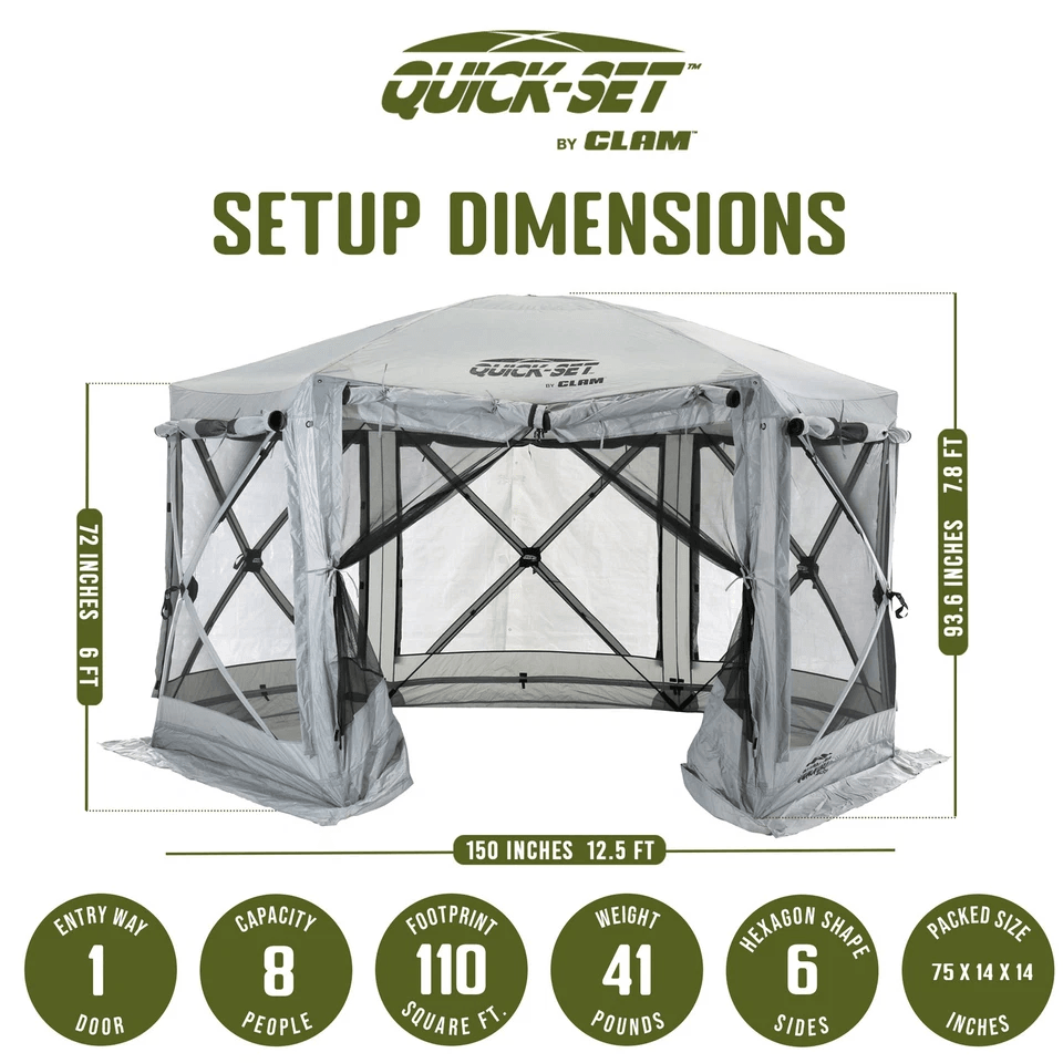 CLAM QuickSet Pavilion Foot Portable Outdoor Canopy Shelter PopUp Tent For Camping Picnics  Events  10