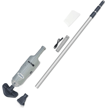 Intex Rechargeable Handheld Above Ground Pool Vacuum, Cordless Spa Cleaner with 2 Brush Heads & Telescopic Pole