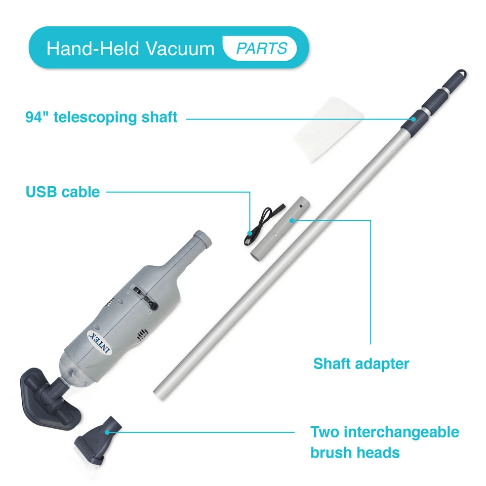 Intex Rechargeable Handheld Above Ground Pool Vacuum Cordless Spa Cleaner With 2 Brush Heads  Teles 4
