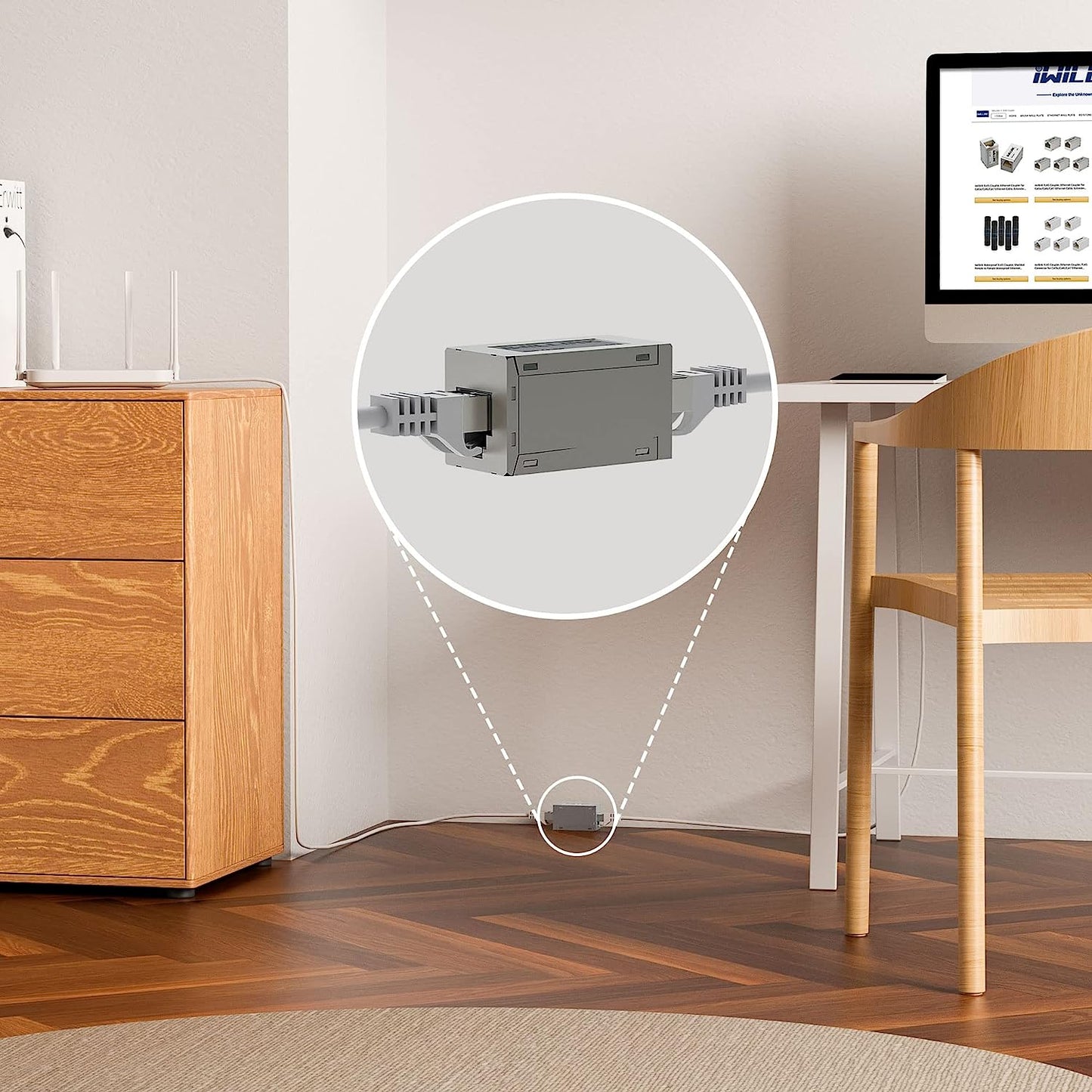10Gbps Ethernet Extender  Coupler  Cat7Cat6Cat5e FemaletoFemale Connector  Long Range Signal Booste