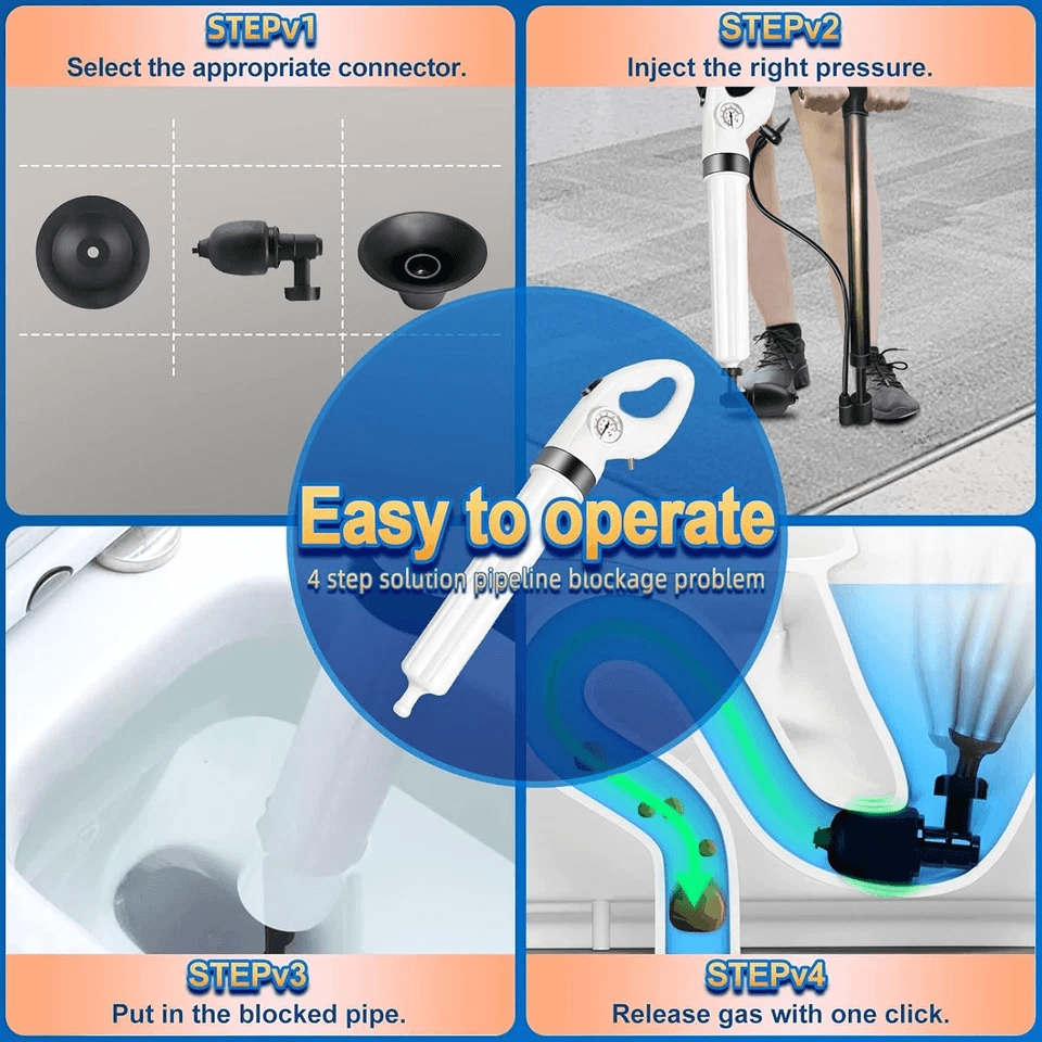 HeavyDuty FEIYABDF High Pressure Air Toilet Plunger For Bathroom Manual Drain Unclogger With MultiH 5