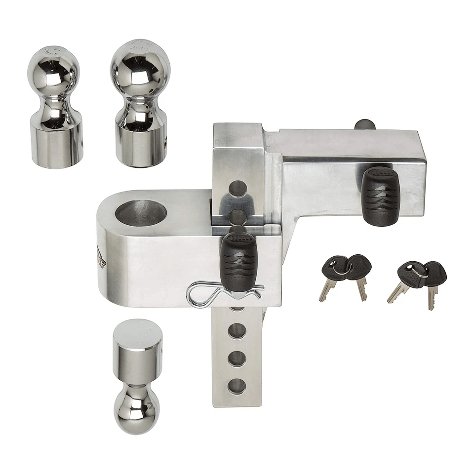 HD Drop Uriah Products Adjustable Aluminum Hitch Mount Interchangeable Balls High Capacity Fits Rec 6