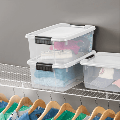 Sterilite Clear Plastic Stackable Storage Bin W White Latch Lid Durable Totes For Home Garage Attic 3