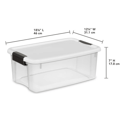 Sterilite Clear Plastic Stackable Storage Bin W White Latch Lid Durable Totes For Home Garage Attic 10