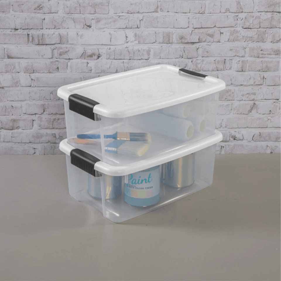 Sterilite Clear Plastic Stackable Storage Bin W White Latch Lid Durable Totes For Home Garage Attic 5