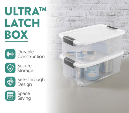 Sterilite Clear Plastic Stackable Storage Bin W White Latch Lid Durable Totes For Home Garage Attic 11