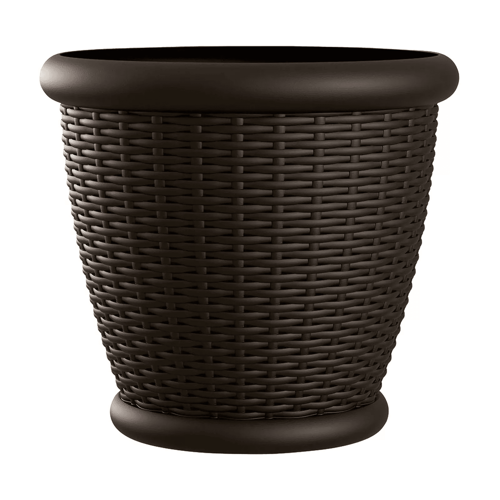 Suncast Willow Resin Wicker Patio Planter Pot, Java, Indoor Outdoor Decorative Garden Flower Pot