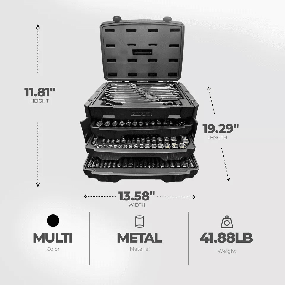 Master Mechanic SAE  Metric Socket And Tool Set With Case Complete Mechanics Kit With Ratchets Wren 5