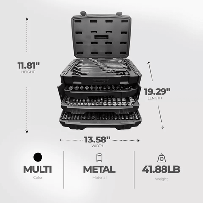 Master Mechanic SAE  Metric Socket And Tool Set With Case Complete Mechanics Kit With Ratchets Wren 5