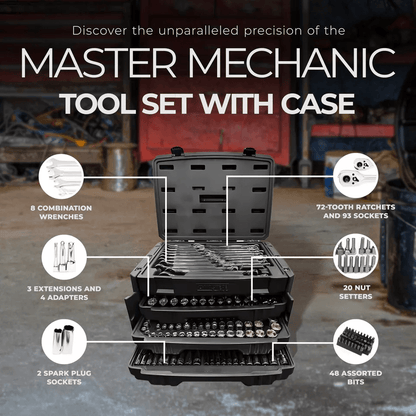 Master Mechanic SAE  Metric Socket And Tool Set With Case Complete Mechanics Kit With Ratchets Wren 3