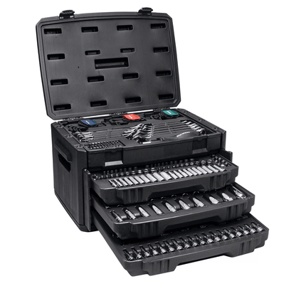 Master Mechanic SAE & Metric Socket and Tool Set with Case, Complete Mechanics Kit with Ratchets, Wrenches & Bit Driver