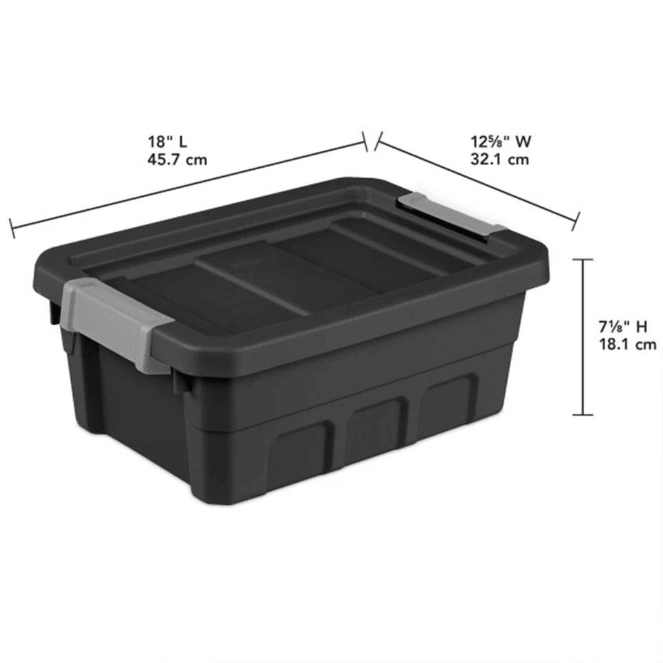 Industrial Storage Totes With Latch Clip Lids Black Stackable HeavyDuty Plastic Bins For Garage Hom 4