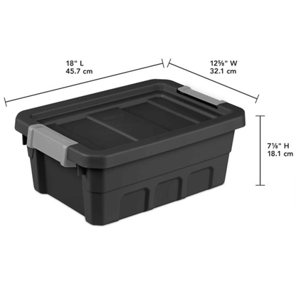 Industrial Storage Totes With Latch Clip Lids Black Stackable HeavyDuty Plastic Bins For Garage Hom 4