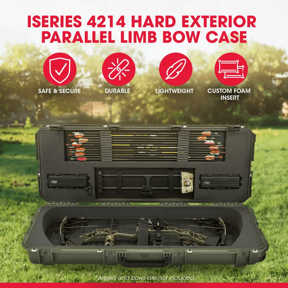 SKB Cases ISeries Hard Exterior Parallel Limb Bow Case Green Archery Case With Wheels TSAReady Latc 3