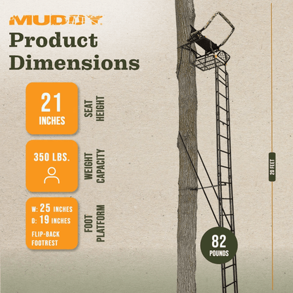 Muddy Skybox Deluxe Hunting Ladderstand 1 Person Climbing Tree Stand With Adjustable Shooting Rail 2