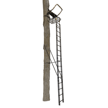 Muddy Skybox Deluxe Hunting Ladderstand, 1 Person Climbing Tree Stand with Adjustable Shooting Rail