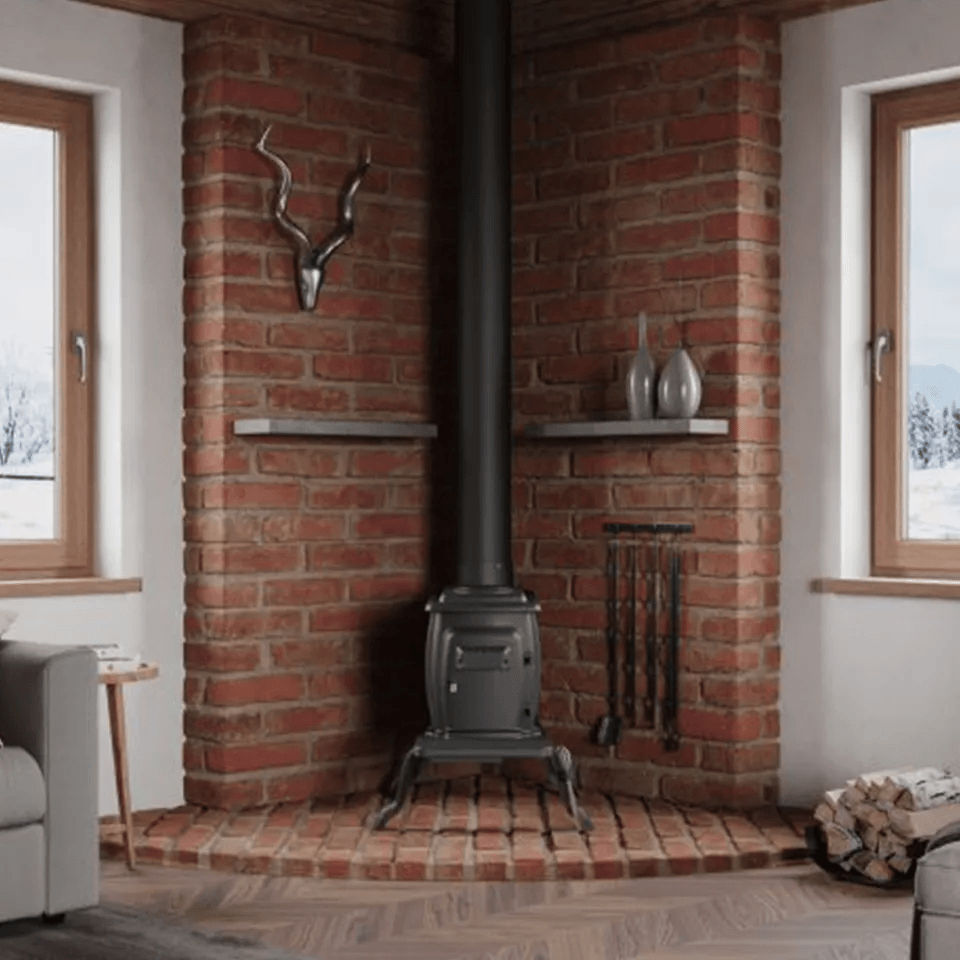 Stove Cast Iron Log Wood Stove Rustic Design Clean Burning EPA Certified 4
