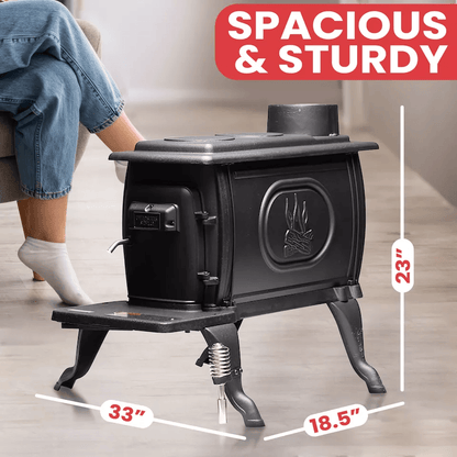 Stove Cast Iron Log Wood Stove Rustic Design Clean Burning EPA Certified 5