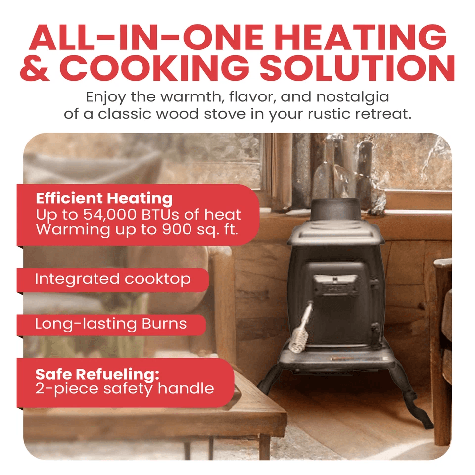 Stove Cast Iron Log Wood Stove Rustic Design Clean Burning EPA Certified 1