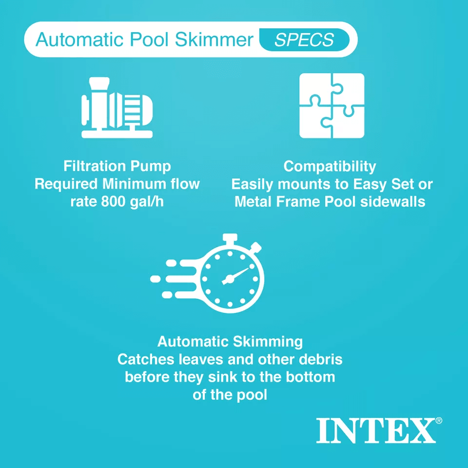 Intex Deluxe Wall Mounted Pool Surface Skimmer Automatic Debris Removal For Above Ground Pools 2
