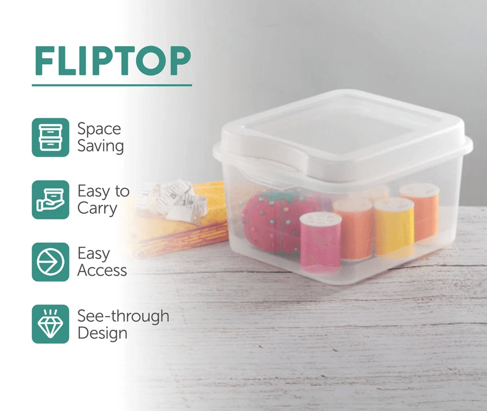 Sterilite Plastic FlipTop Hinged Storage Box Stackable Clear Containers W Latching Lid For Supplies 1