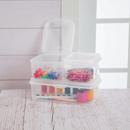 Sterilite Plastic FlipTop Hinged Storage Box Stackable Clear Containers W Latching Lid For Supplies 3