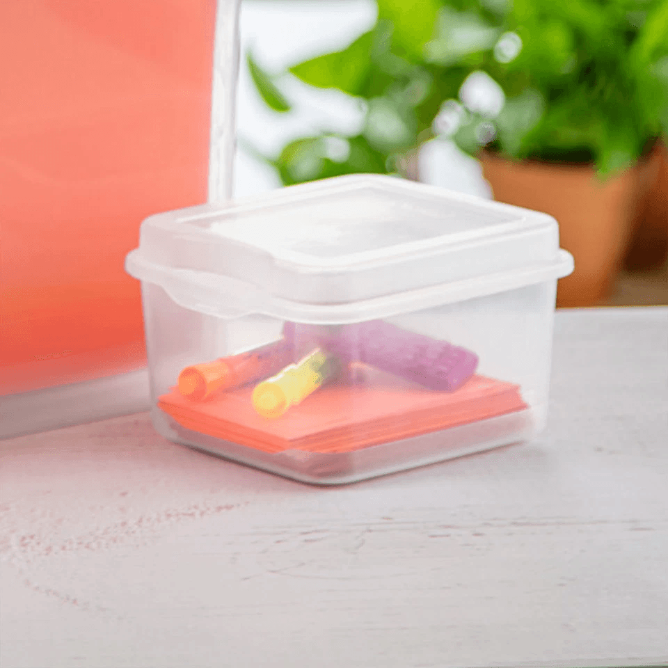 Sterilite Plastic FlipTop Hinged Storage Box Stackable Clear Containers W Latching Lid For Supplies 5