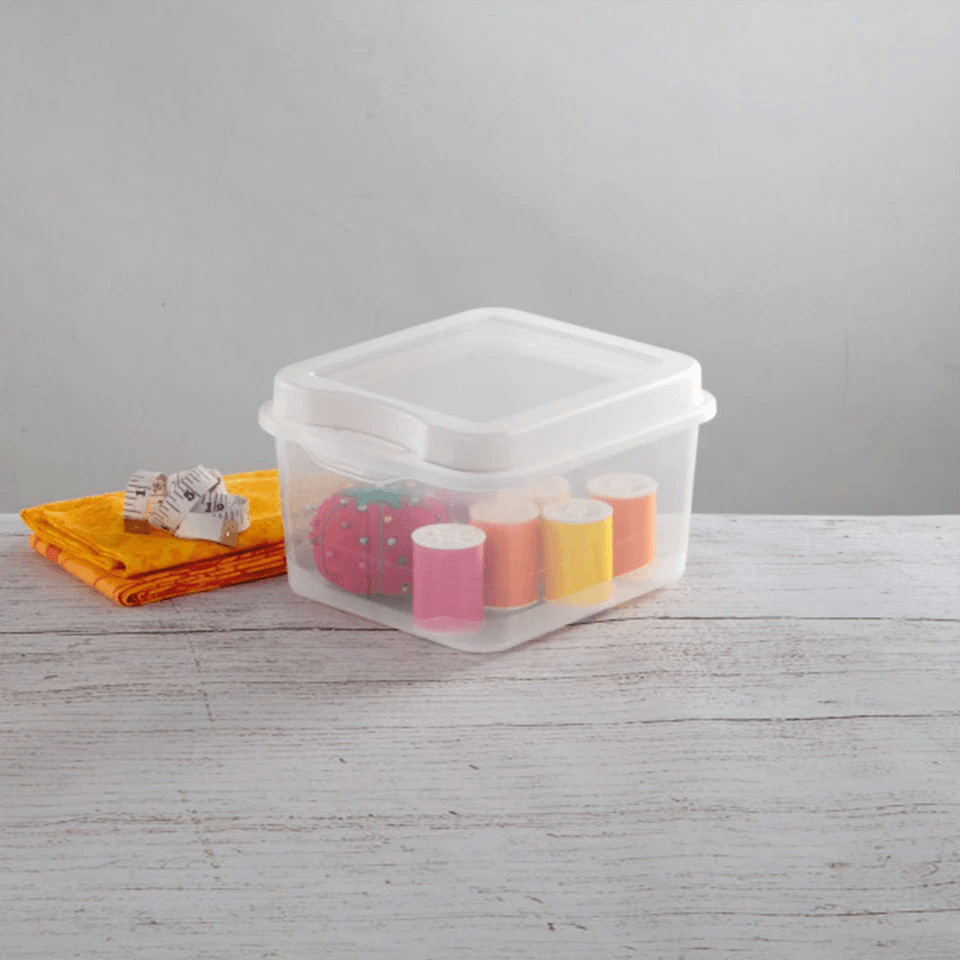 Sterilite Plastic FlipTop Hinged Storage Box Stackable Clear Containers W Latching Lid For Supplies 6
