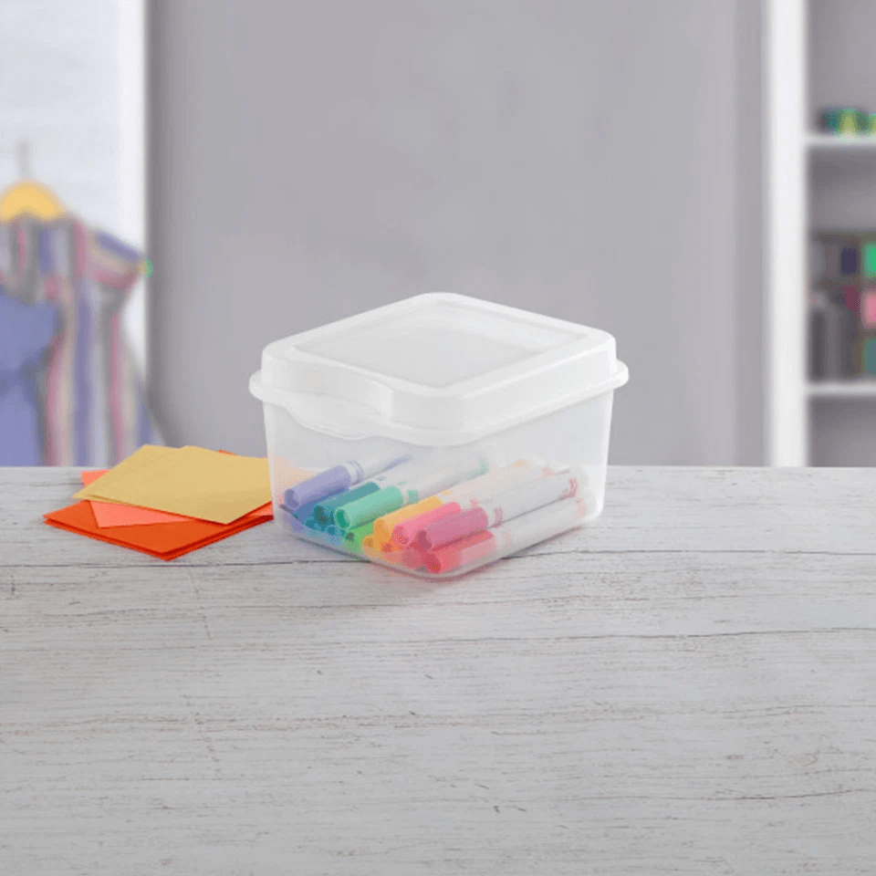 Sterilite Plastic FlipTop Hinged Storage Box Stackable Clear Containers W Latching Lid For Supplies 7