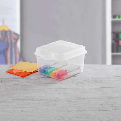 Sterilite Plastic FlipTop Hinged Storage Box Stackable Clear Containers W Latching Lid For Supplies 7