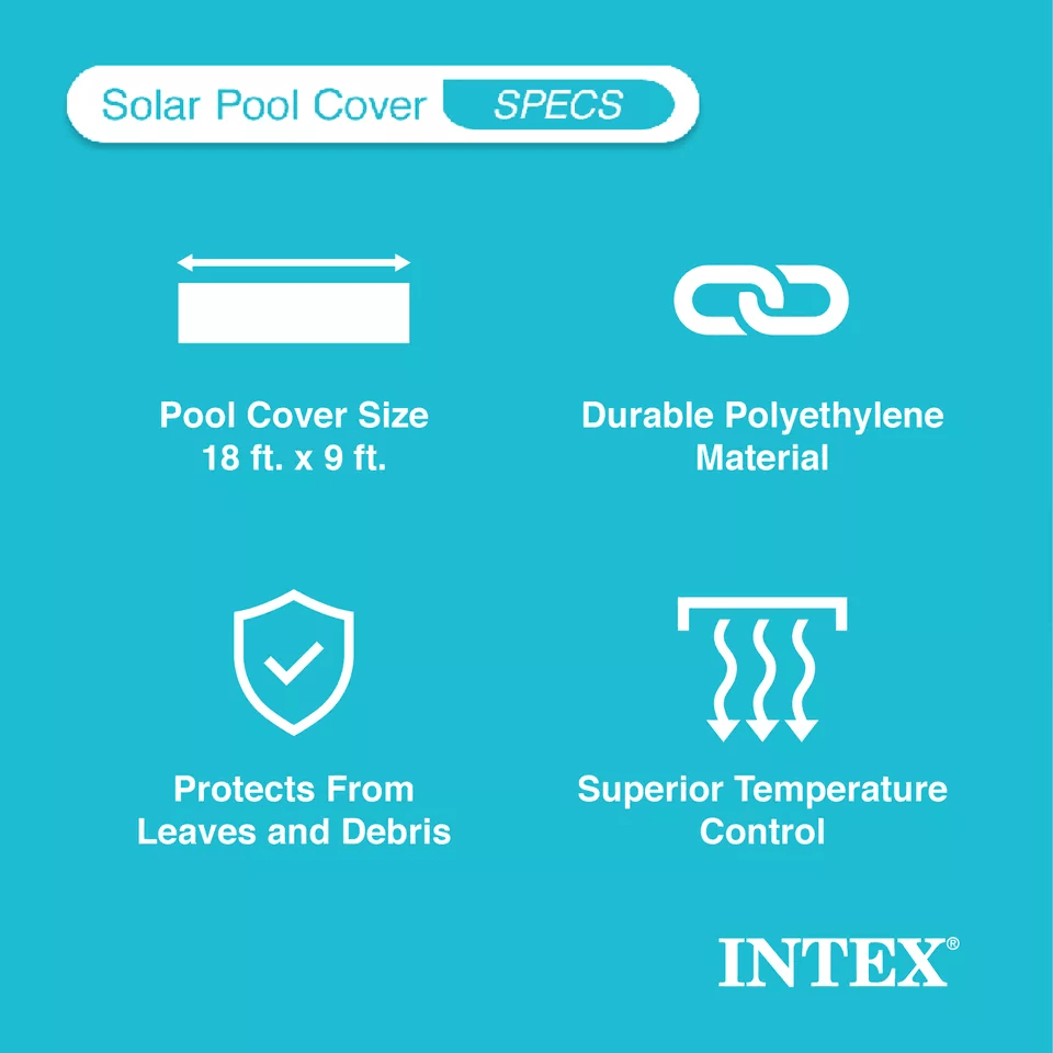 Intex Rectangular Solar Pool Cover Heat Retention  Debris Protection For Above Ground Frame Pools 2