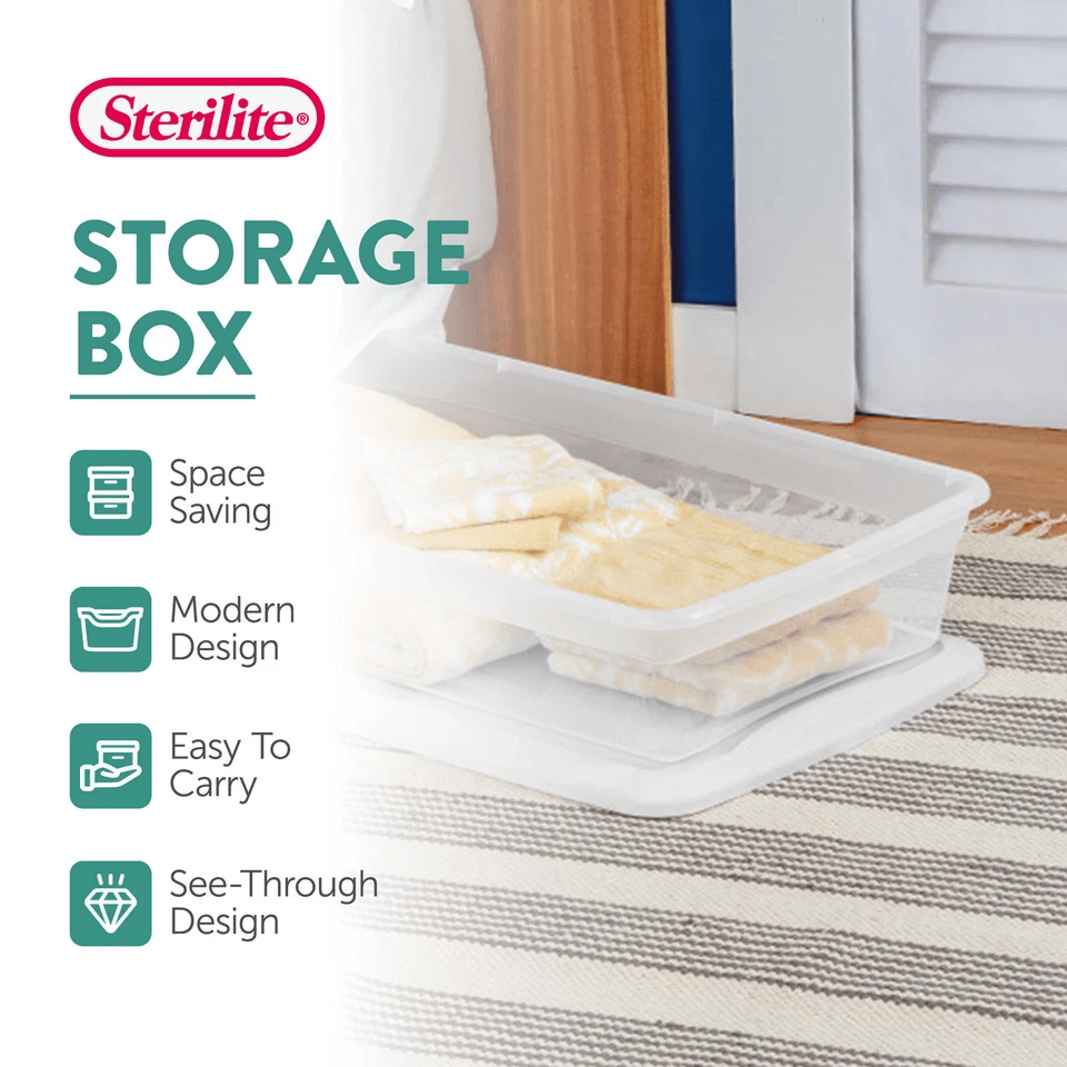 Clear Sterilite Quart Lightweight Storage Box Container With Lid Stackable Plastic Totes For Home B 1