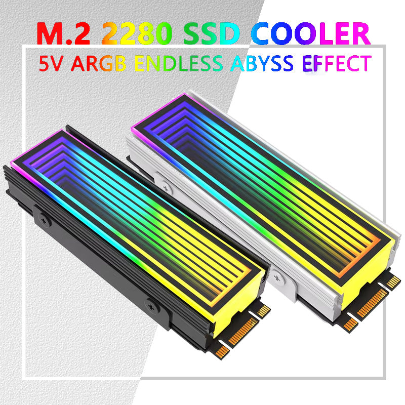 Aluminum ARGB SSD M2 Cooler with 5V3Pin AURA Sync Heatsink for 2280 NVMe Solid State Drives