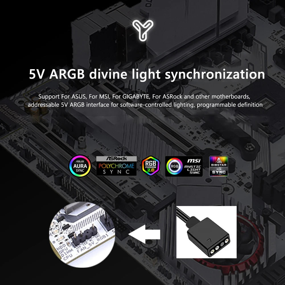 Aluminum ARGB SSD M2 Cooler with 5V3Pin AURA Sync Heatsink for 2280 NVMe Solid State Drives