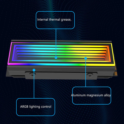 Aluminum ARGB SSD M2 Cooler with 5V3Pin AURA Sync Heatsink for 2280 NVMe Solid State Drives