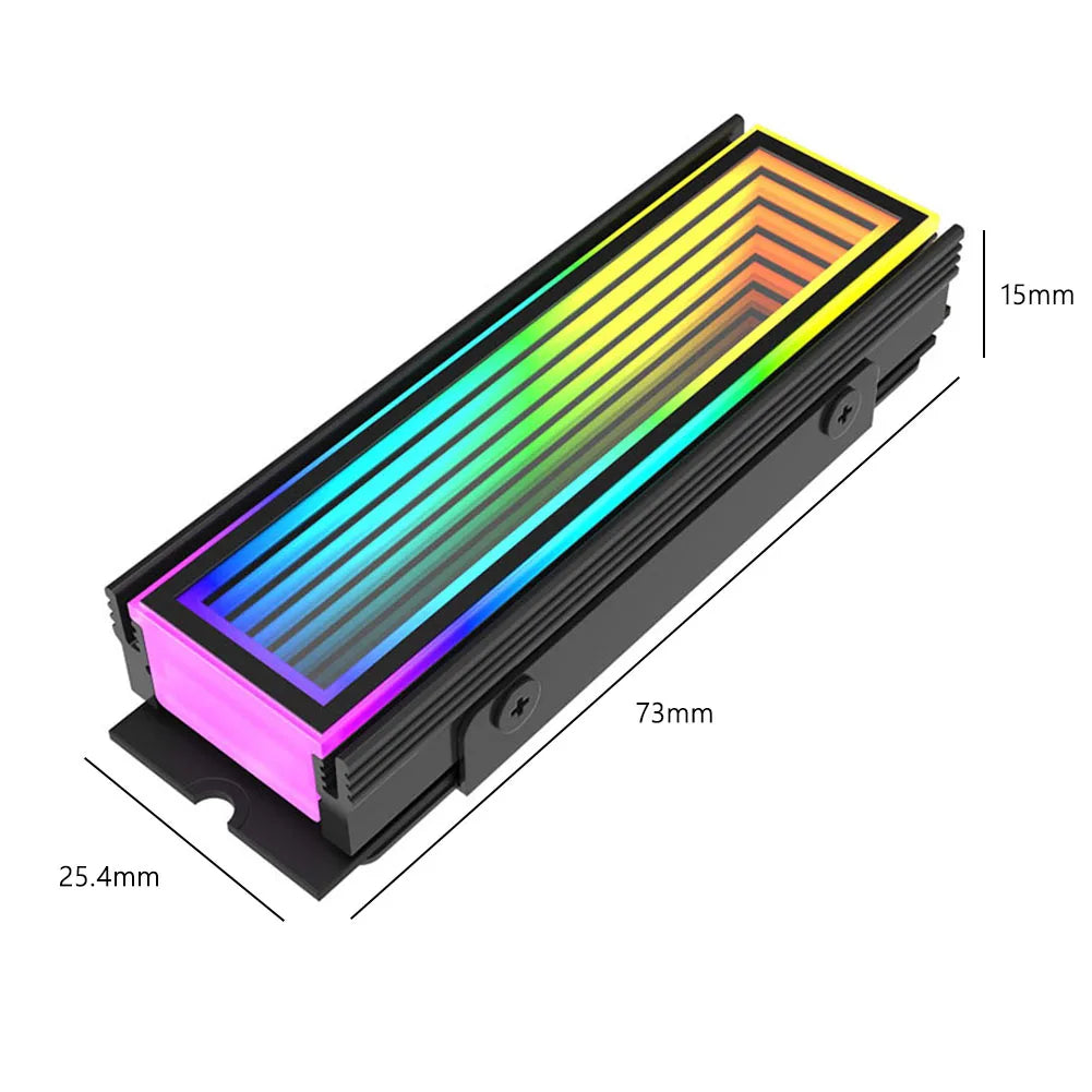 Aluminum ARGB SSD M2 Cooler with 5V3Pin AURA Sync Heatsink for 2280 NVMe Solid State Drives