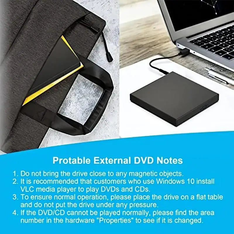 USB 20 External CDRW DVDROM Drive Slim Portable PlugandPlay CD DVD Player for Laptop  PC