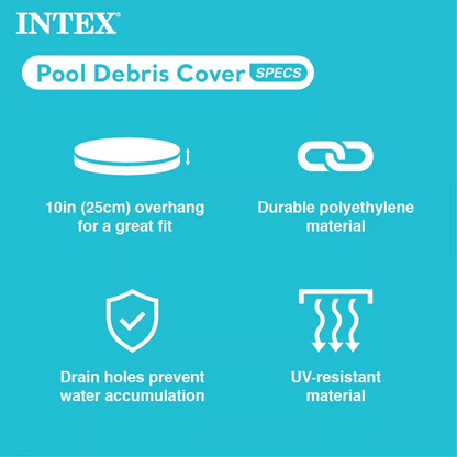 Intex Round Above Ground Swimming Pool Cover HeavyDuty Vinyl UVResistant With Overhang  TieDowns 5